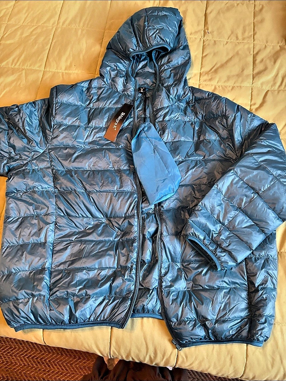 Allegra K Women's Hooded Packable Thickened Short Down Puffer Jacket Blue Puffer